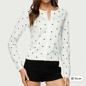 Edikted Shea Polka Dot Knitted Cardigan Size M